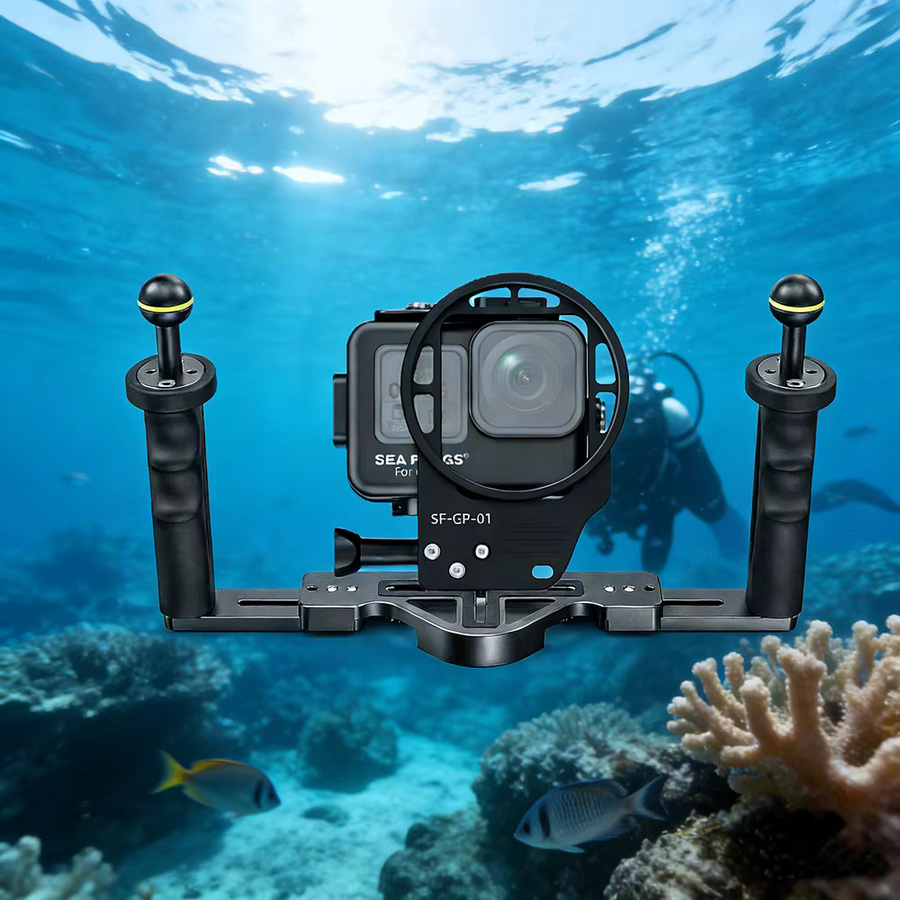Seafrogs Aluminium Wasserdichtgehäuse mit Filterrahmen und Griff für Insta360 Ace Pro 1 & 2, GoPro 9-13 sowie DJI Action 3, 4, 5 & 6, Schwarz - Bild 1