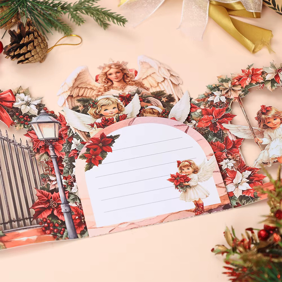 3D-Popup-Weihnachtskarte mit Winkelmuster in Rot und Multicolour aus Papier - Bild 2