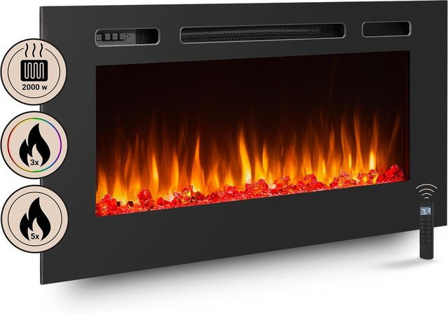 BALDERIA Elektrokamin Fiamma 40 Einbaukamin mit 2000 W Heizleistung in Schwarz mit Glasfront - Bild 1