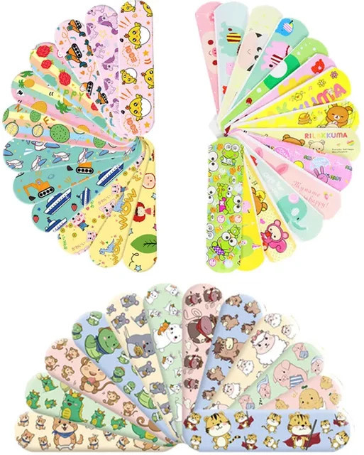 120er Set Runde Streifen Pflaster in Pink und Multicolour für Kinder und Erwachsene - Bild 1