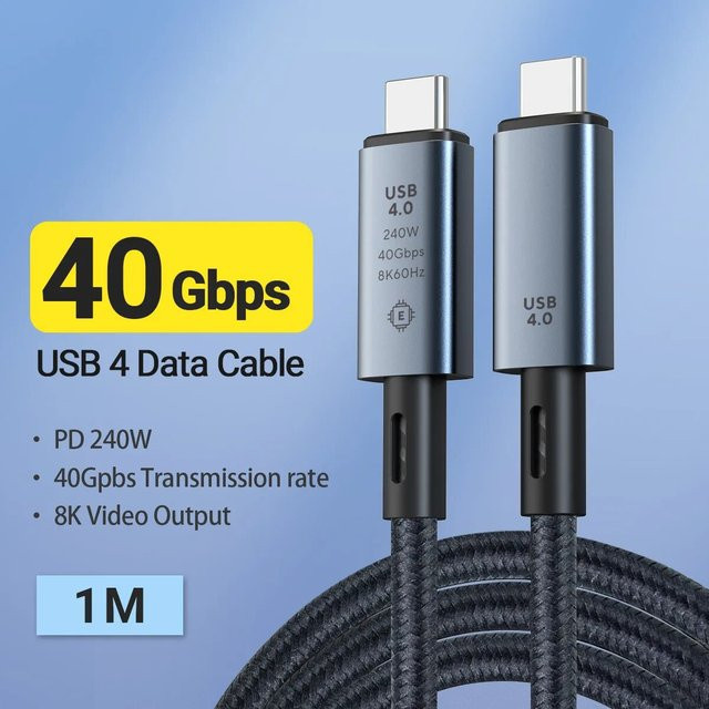 Gopala USB C auf USB C Schnellladekabel 240 W, grau, geflochten, mit 8K-Video und 40 Gbit/s für iPhone 15 Pro/Max und Samsung Galaxy S22/S23 - Bild 1