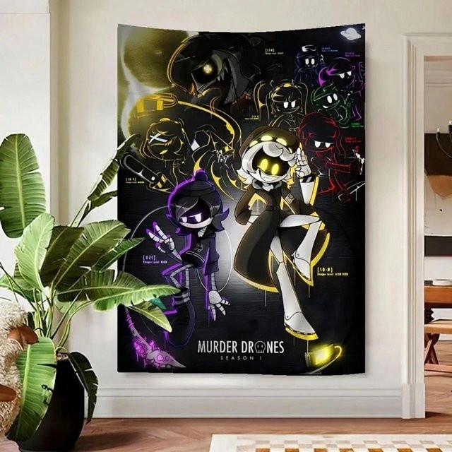 Murder Drones Anime Wandteppich JMG Household Supplies Wandbehang Uzi N und V Motiv, B: 40 cm, H: 60 cm, Mehrfarbig - Bild 1