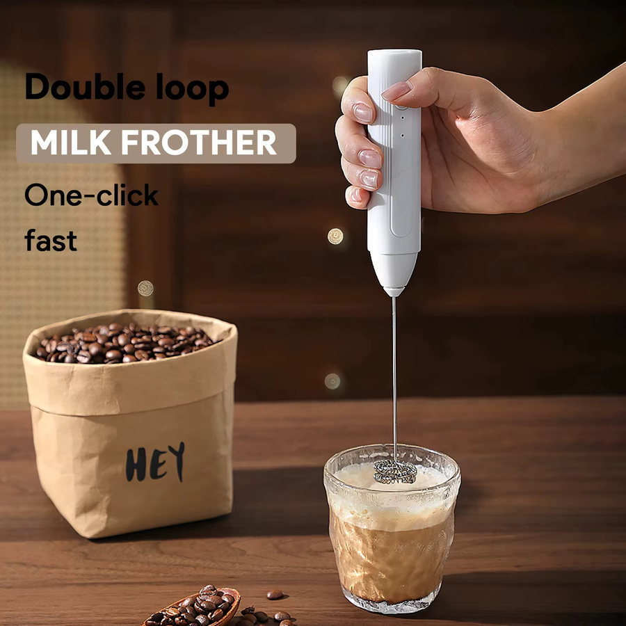 XIADYINJIA Elektrischer Eierschläger und Milchmixer in Weiß mit 3 Stufen für Kaffee und Backen - Bild 2