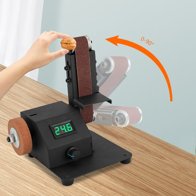 Elektrischer Mini-Bandschleifer 350 W in Schwarz aus verzinktem Stahl, 220 V, 0–8500 U/min zum Schleifen und Polieren von Metall, B/T/H: 19,3 x 20 x 15,1 cm - Bild 1