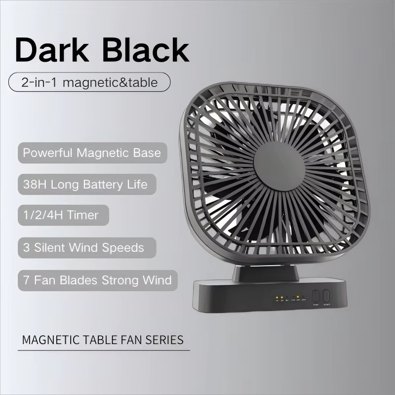 OPOLAR Mini-Tischventilator mit Magnetfuß und 5000 mAh Akku in Schwarz - Bild 7