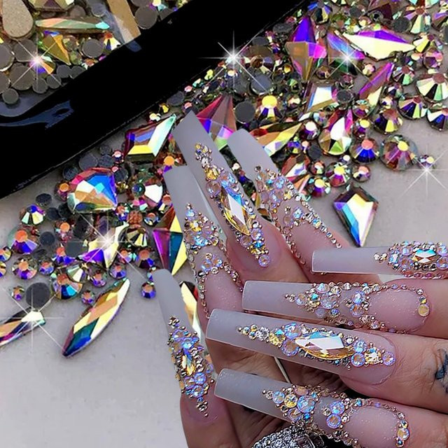 MAFANAILS Nail Art Strasssteine, AB Color, 180 Stück, Blau Lila - Bild 1