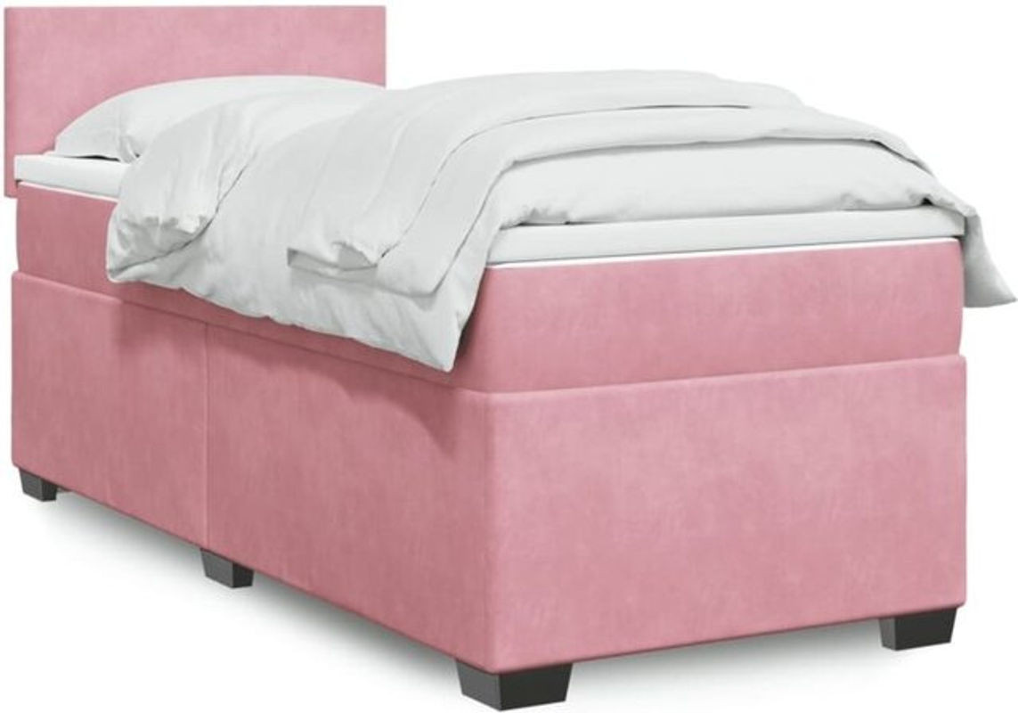 Vidaxl Boxspringbett mit Matratze in Rosa aus Samt, Modernes Design, B/T/H: 200 x 100 x 100,5 cm - Bild 1