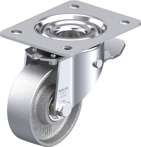 Blickle Lenkrolle LK-G 100K-3-ST mit Feststeller, silber und blau, Rad-Durchmesser: 100 mm, Tragfähigkeit: 350 kg - Bild 1