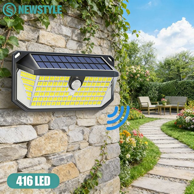 LED Solar-Bewegungsmelderleuchte für den Außenbereich, IP65 wasserdichte Sicherheits-Wandleuchte mit Dämmerungssensor und Flutlicht-Funktion, Schwarz - Bild 1
