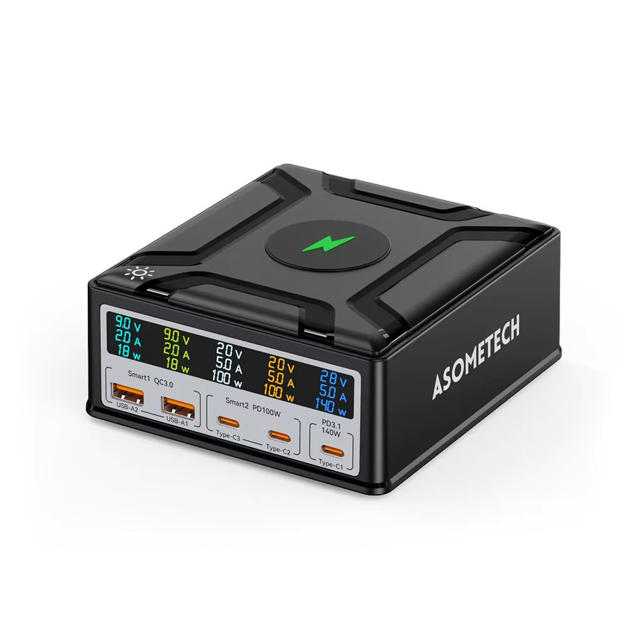 ASOMETECH 260 W GaN USB C Schnellladegerät mit PD3.1 und QC3.0 in Schwarz - Bild 6