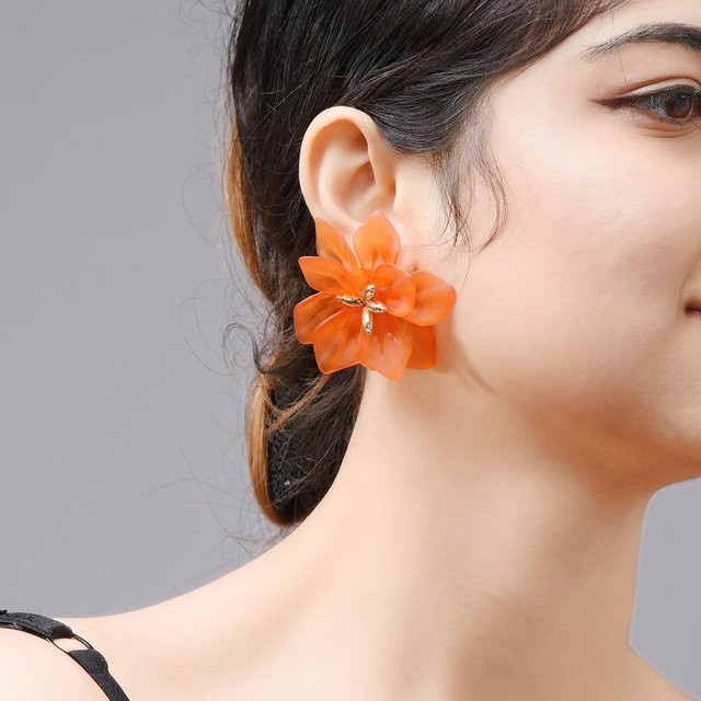 KaiTingu Jewelry Ohrringe, Blütenblattnetz, Rot und Grün, Damen - Bild 1