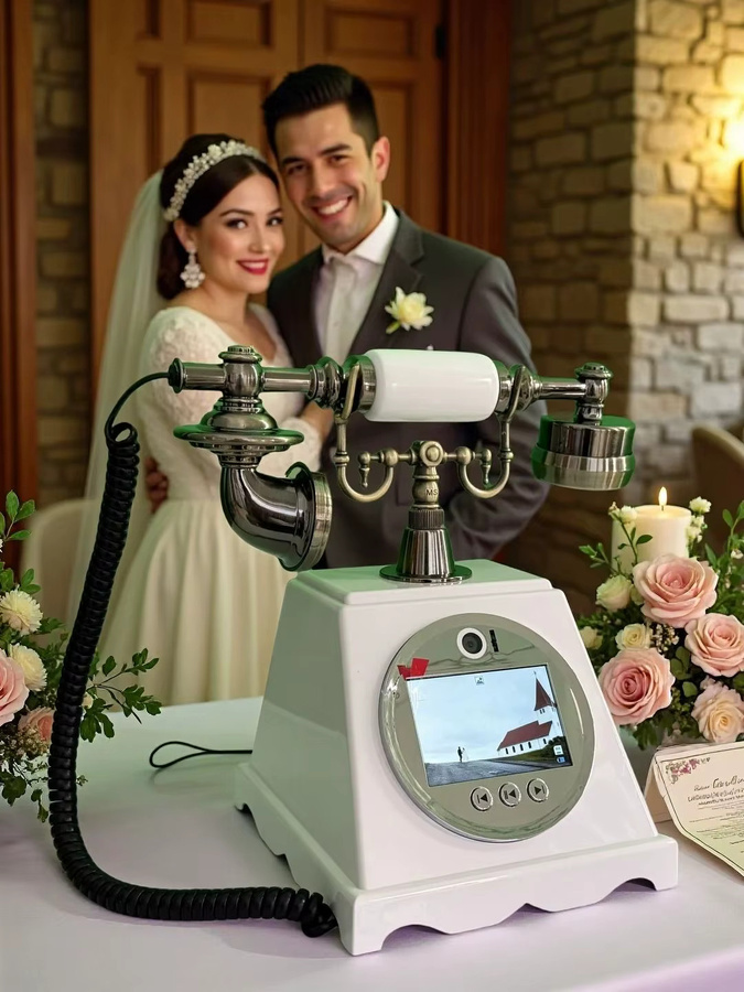 FEIYAQI Retro-Video-Gästebuch für Hochzeiten als Audio-Nachrichtenrekorder in Rot - Bild 6