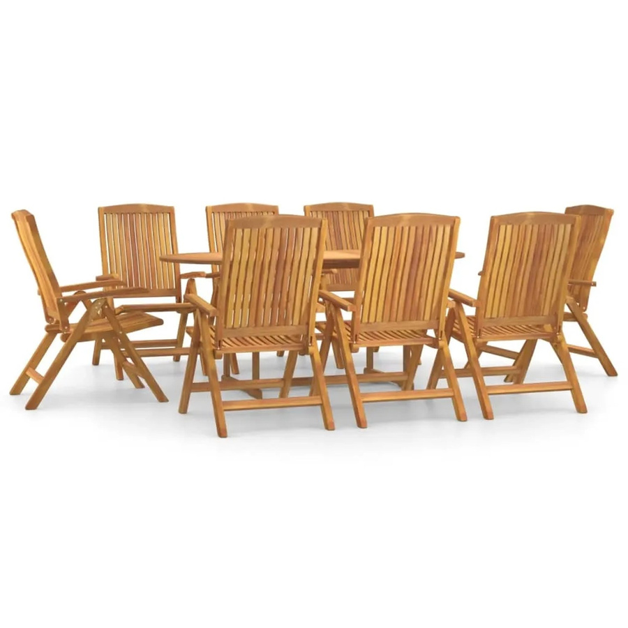 vidaXL 9-tlg Garten-Essgruppe Modell 27 aus braunem Teak-Hartholz, rechteckig - Bild 2