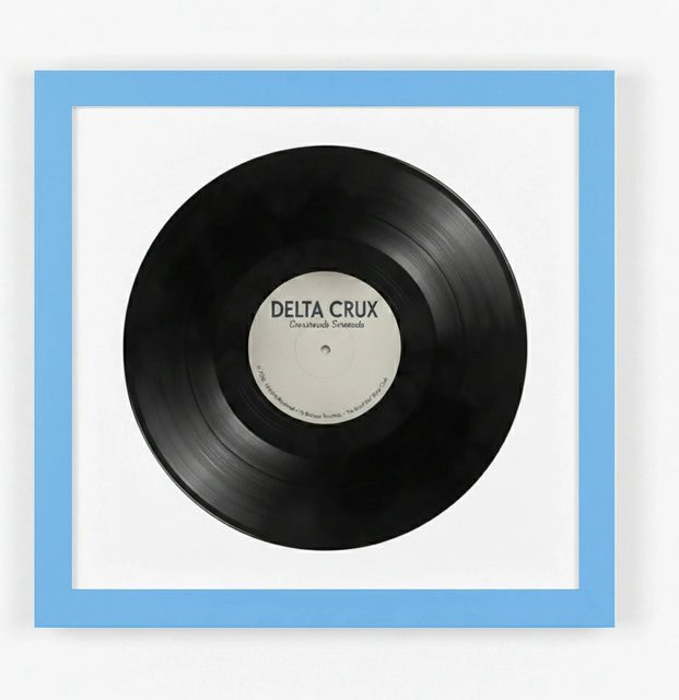 K-Möbel Schallplatten Rahmen Blau 2er Set mit weißem Passepartout für Vinyl, B/H: 40 x 40 cm - Bild 1
