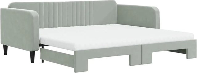 vidaXL Tagesbett ausziehbar mit Matratze in Hellgrau aus Samt, B/T/H: 223 x 100 x 75 cm - Bild 1