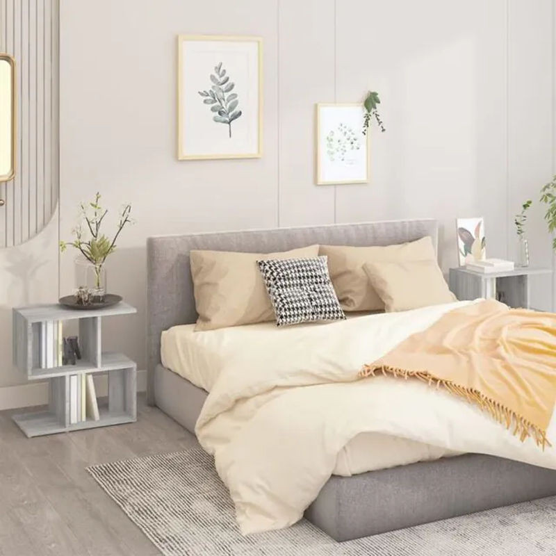 Vidaxl Set aus 2 modernen Nachttischen in Grau aus Holzwerkstoff, B/T/H: 50 x 30 x 51,5 cm - Bild 1