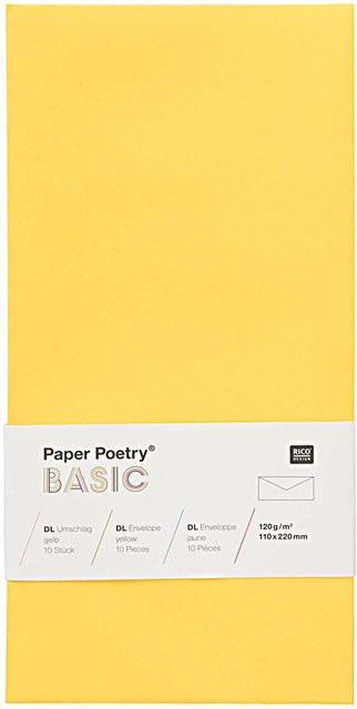 Rico Design Paper Poetry Kuvert Basic DL, 10 Stück, Gelb - Bild 1