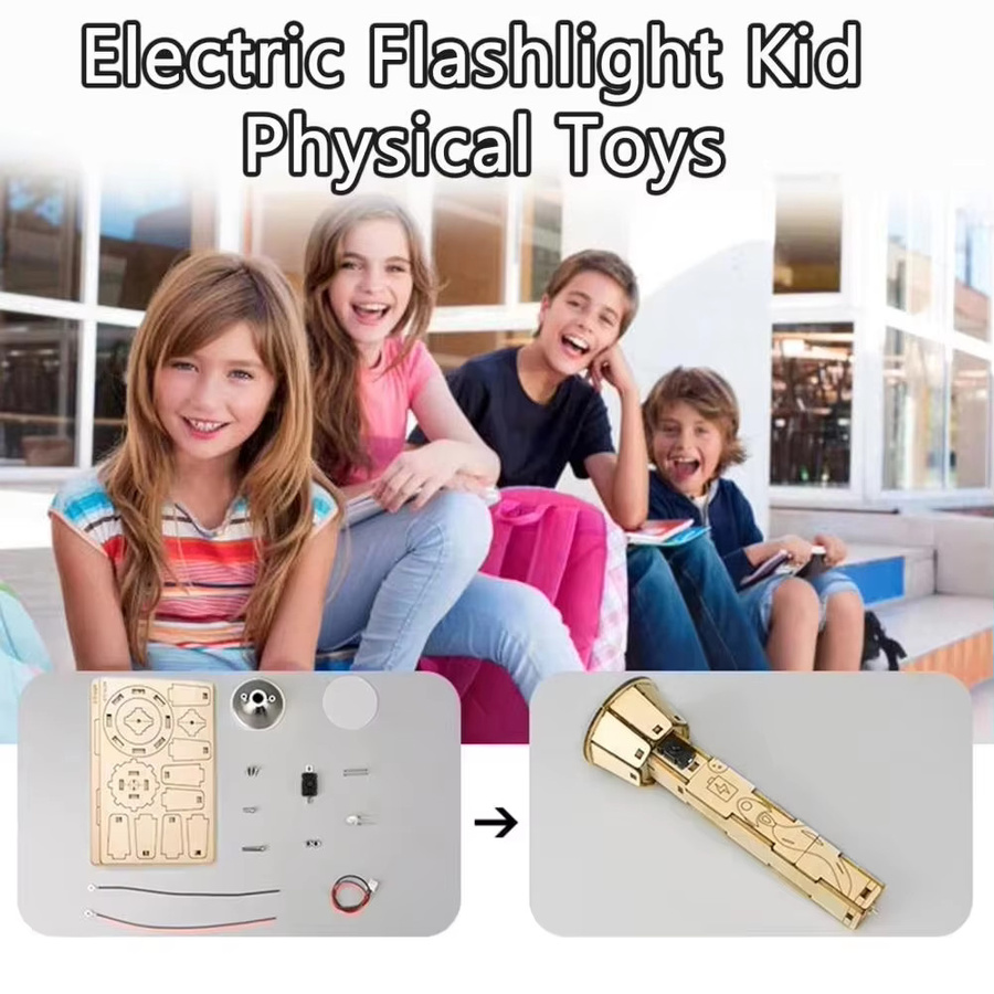 Meade Elektrische Taschenlampe, Holzspielzeug, DIY Physikspielzeug, Set - Bild 3