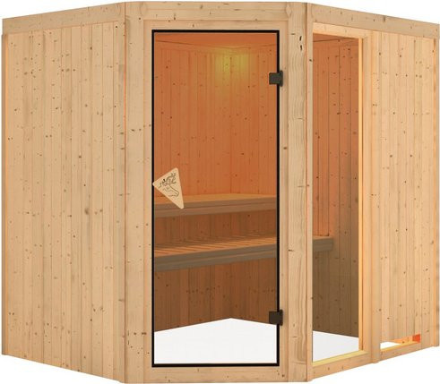 Karibu Sauna Paide 2 für 3 Personen aus Fichte in Beige, B/T/H: 198 x 170 x 196 cm - Bild 1