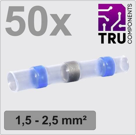 TRU COMPONENTS TC-12888424 Stoßverbinder mit Schrumpfschlauch, Blau, 1.5mm² und 2.5mm², 50 Stück - Bild 1