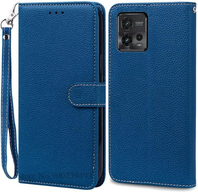 Lederhülle für Motorola G72 als Brieftasche mit Klappfunktion und Ständerfunktion in Blau - Bild 1