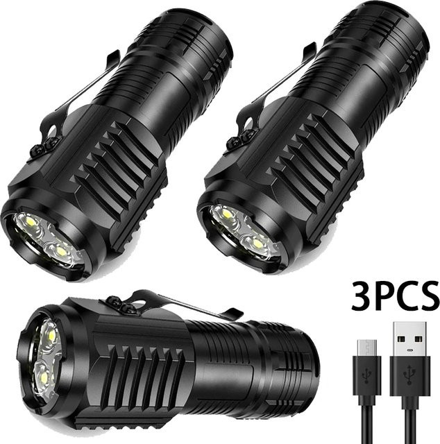 XIWANGFIRE Wiederaufladbare EDC LED-Taschenlampe in Schwarz, wasserdichte Tragbare Taschenlampe für Camping und Wandern - Bild 1