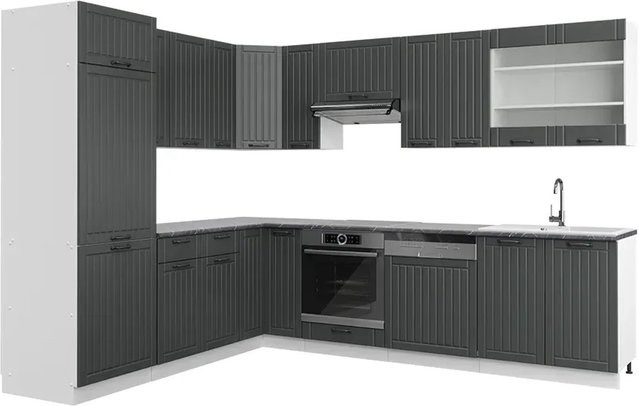 Vicco Fame-Line Eckküche im Landhausstil in Anthrazit und Weiß, B/T/H: 227 x 287 cm - Bild 1