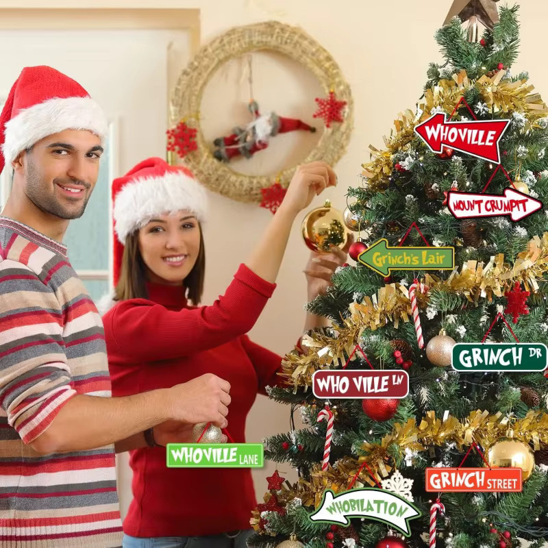 Greench Whoville Weihnachtsbaumschmuck Set aus Papierkarten mit Lettering, 16 Stück, Mehrfarbig - Bild 3