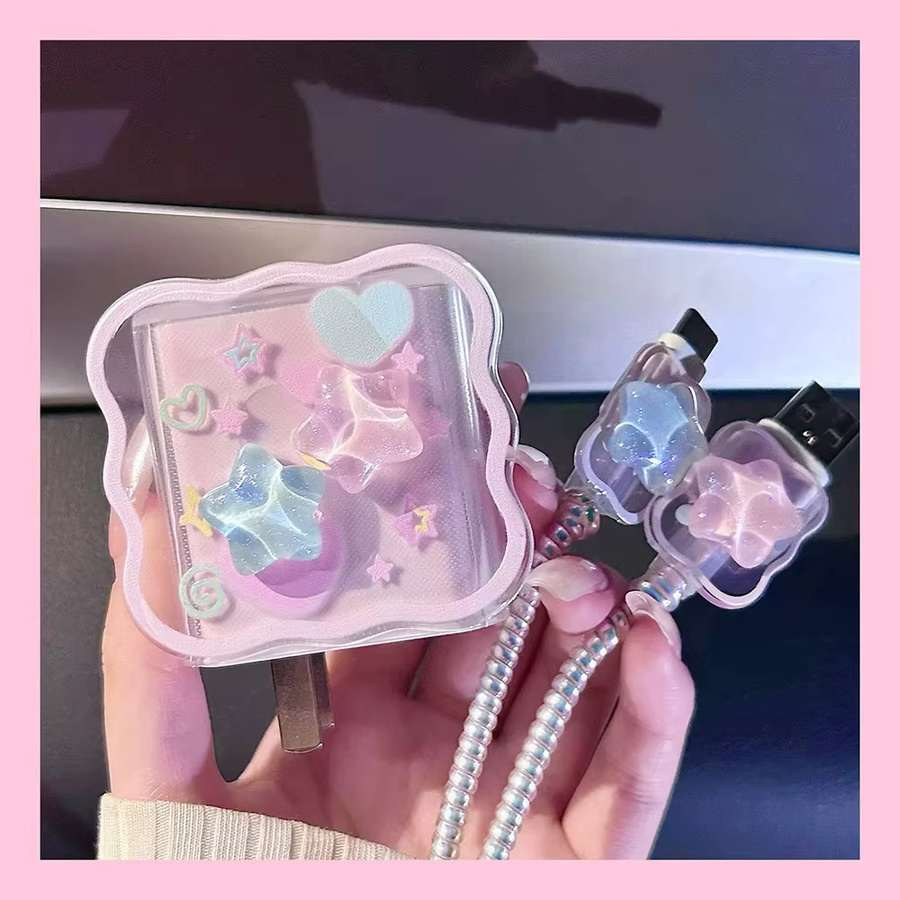 TAOYUNXI 3D-Sternblumen USB-Schutzhülle für iPhone 18W/20W Schnellladegeräte in Multicolour - Bild 2