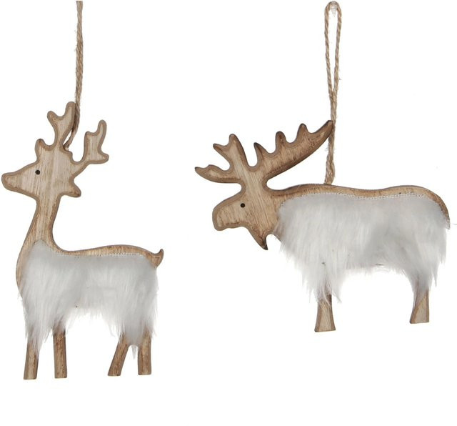 Weihnachts-Ornament Rentier von House of Seasons in Weiß, B/T/H: 11 x 1 x 12 cm - Bild 1