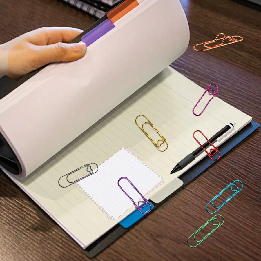 8 Stück Liebesförmige Büroklammern aus Metall in Multicolour für Schulbedarf und Büro - Bild 3