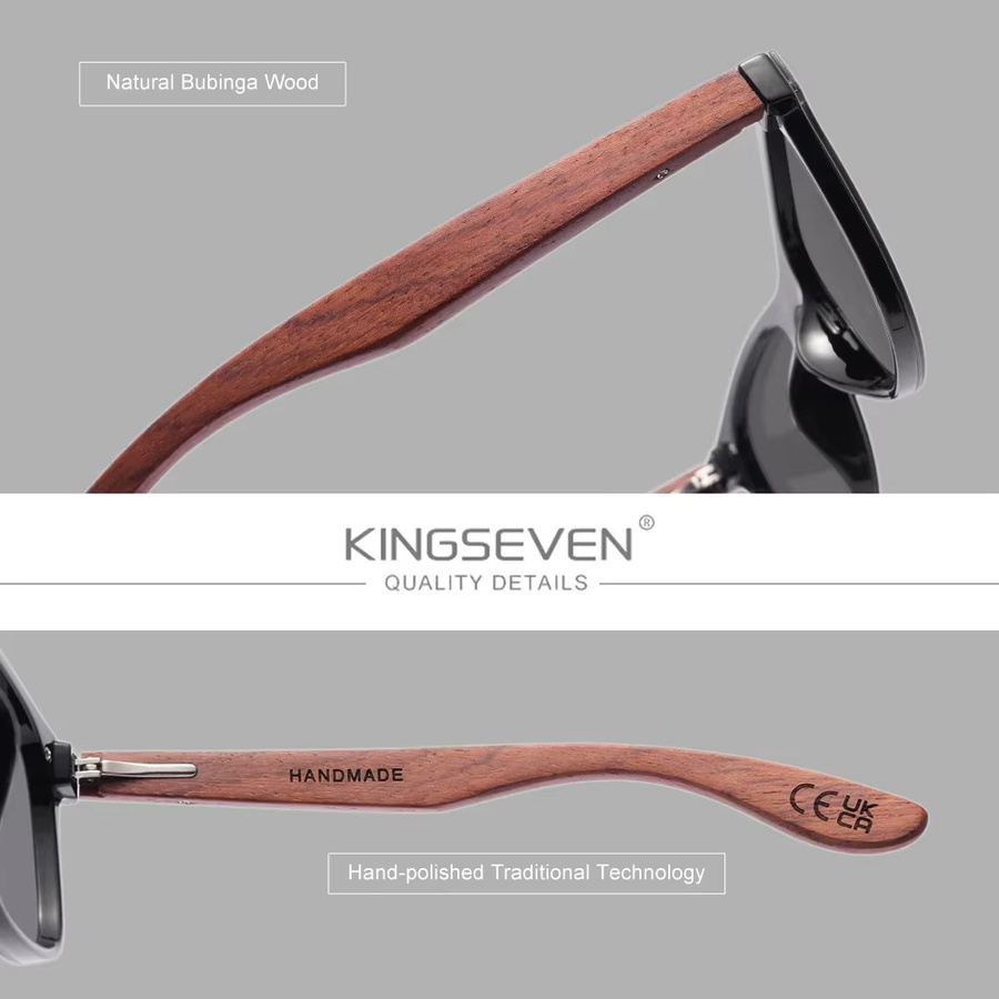 KINGSEVEN Sonnenbrille Bubinga Holz, polarisiert, Unisex - Bild 3