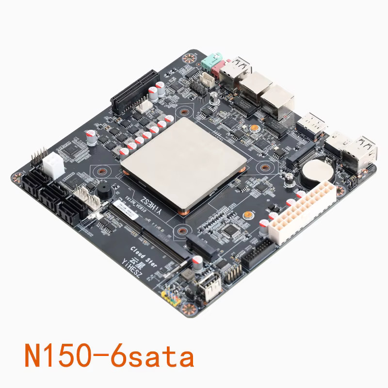 YiHESZ Mini ITX NAS-Mainboard mit Intel N100/N150, DDR4, 6x SATA3.0, Dual Intel i226 2.5G LAN und Dual M.2, Schwarz - Bild 3
