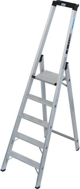Krause Stehleiter Stabilo in Silber mit 5 Stufen und hohem Bügel, Tragkraft 225 kg - Bild 1