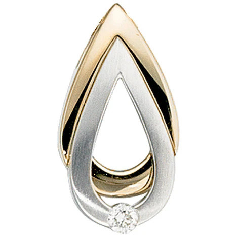 Colfem Anhänger Tropfen, 585 Gelbgold, Weißgold bicolor, Diamant, Brillant - Bild 1