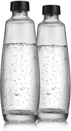 SodaStream Glaskaraffe Duo Set, 2er-Pack, transparent und schwarz, 1 l pro Flasche