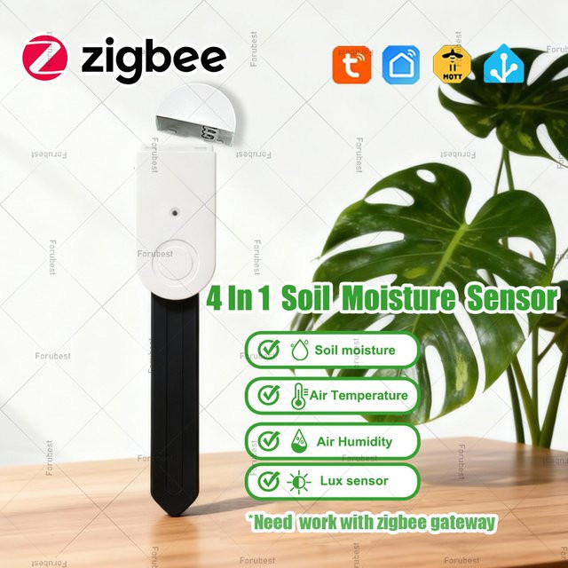 Forubest 4 in 1 Zigbee Boden-Sensor in Weiß zur Messung von Feuchtigkeit, Helligkeit und Temperatur, kompatibel mit Tuya und Z2M - Bild 1