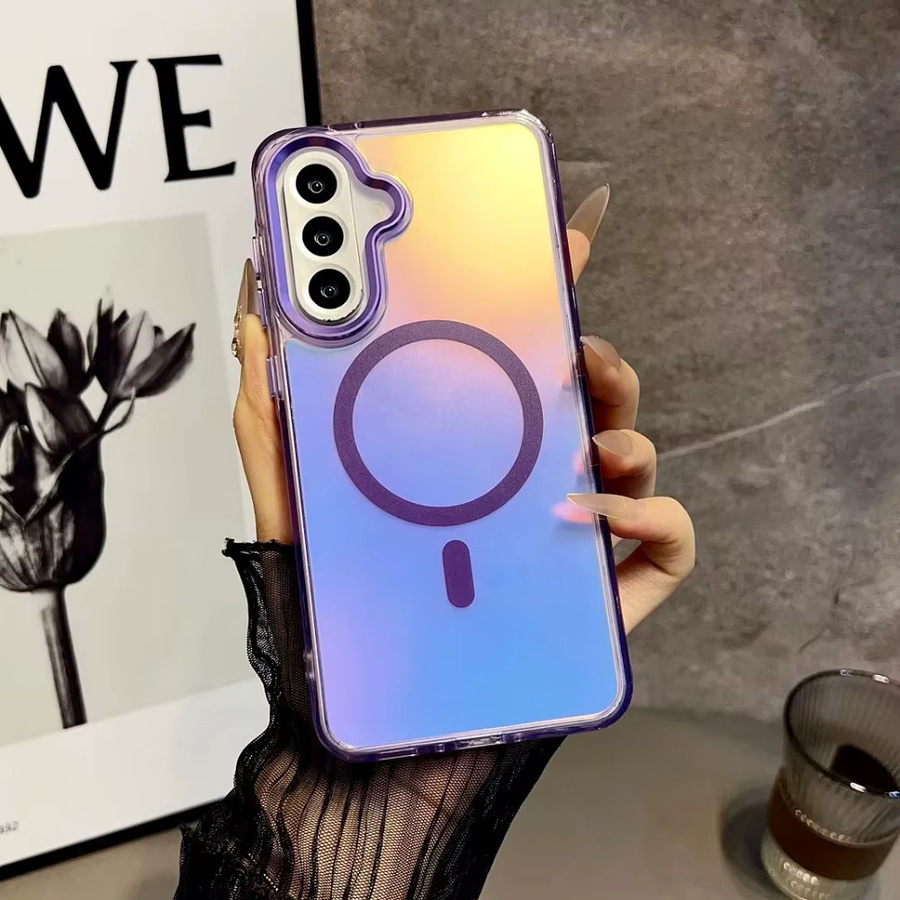 Magnetische Schutzhülle mit Farbverlauf für Samsung S25 S24 S23 FE Ultra in Multicolour und Purple - Bild 3