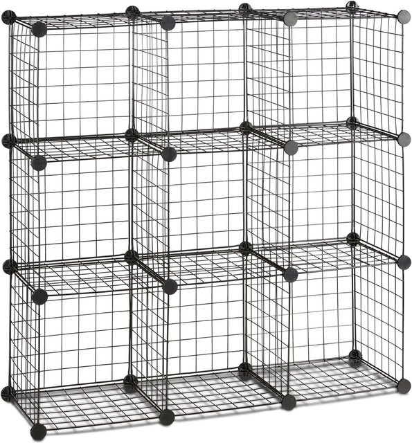Relaxdays Steckregal aus Metall mit 9 Fächern im Industrial-Look, Farbe Schwarz, B/T/H: 96 x 32 x 96 cm - Bild 1