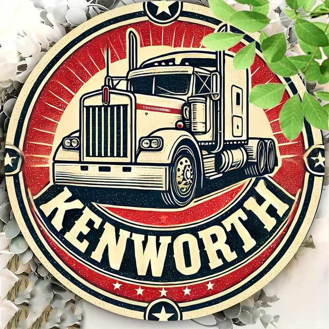 Potdemiel Rundes Aluminiumschild Kenworth Logo Design Retro Wanddeko Mehrfarbig Durchmesser: 20 cm - Bild 1
