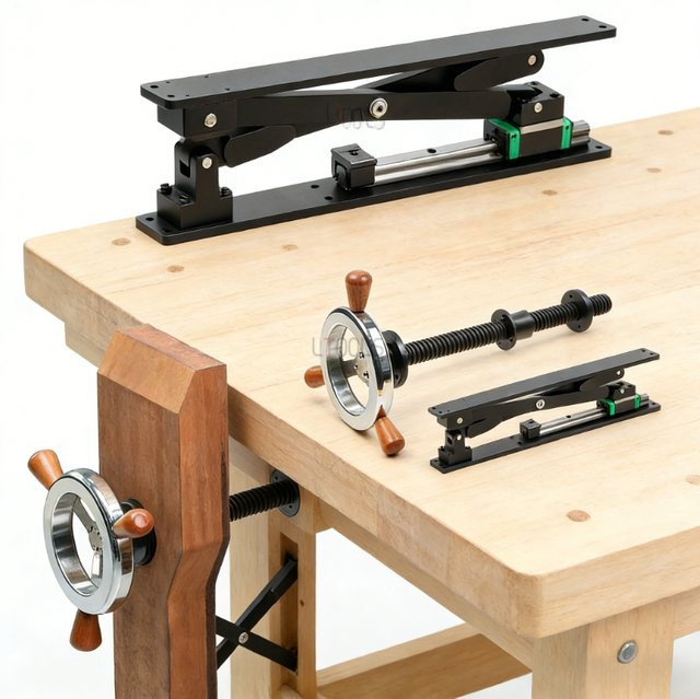 LTOOLS Holzbearbeitungs-Tischbeinklemme mit Trägheits-Handrad und Parallel-X-Halterung in Silber - Bild 1