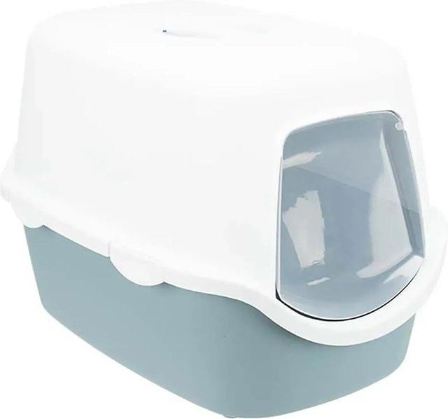 Jollypaw Katzentoilette mit Haube Blau/Weiß B/T/H: 40 x 40 x 56 cm - Bild 1