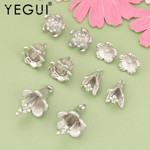 YEGUI Charms, Blumenform, Kupfer, 750 Gold, DIY-Anhänger - Bild 1