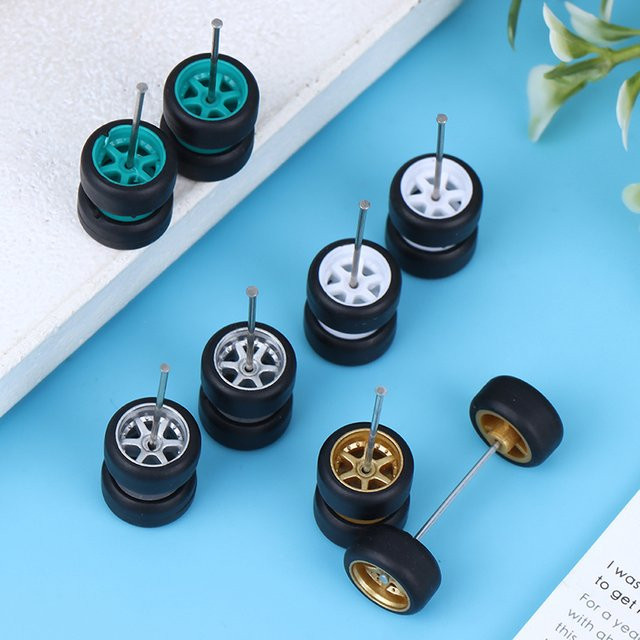 Hot Wheels Räder für Modell Auto, 6-teiliges Set, mit Gummi Reifen, 1:64 - Bild 1