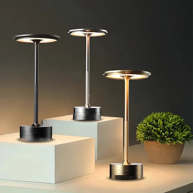 KDULIT Vintage LED Schreibtischlampe aus Metall in Schwarz mit Touch-Steuerung und einstellbarer Helligkeit, wiederaufladbar und tragbar - Bild 1