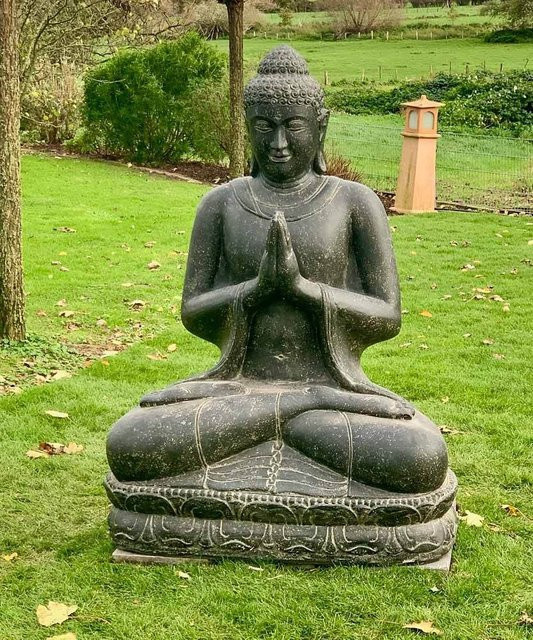 Frostfeste Buddha Figur XXL Sitzend für den Garten aus Kunststein und Zement, Höhe: 150 cm - Bild 1