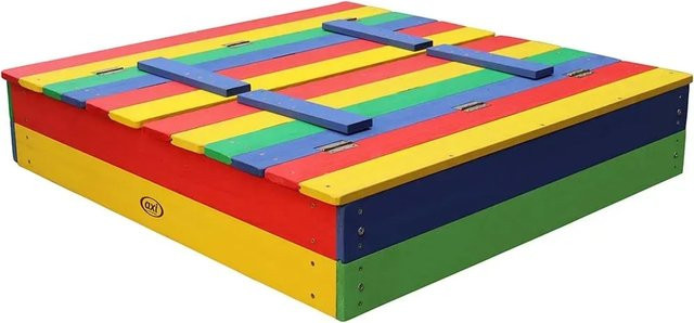 AXI Sandkasten Ella mit Sitzbank aus Hemlockholz in Regenbogenfarben, B/T/H: 100 x 95 x 20 cm - Bild 3