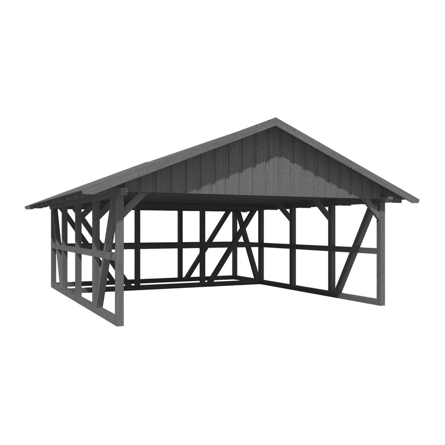Skan Holz Carport Schwarzwald aus Fichtenholz mit Dachschalung und Abstellraum in Grau, B: 772 cm, T: 684 cm - Bild 2
