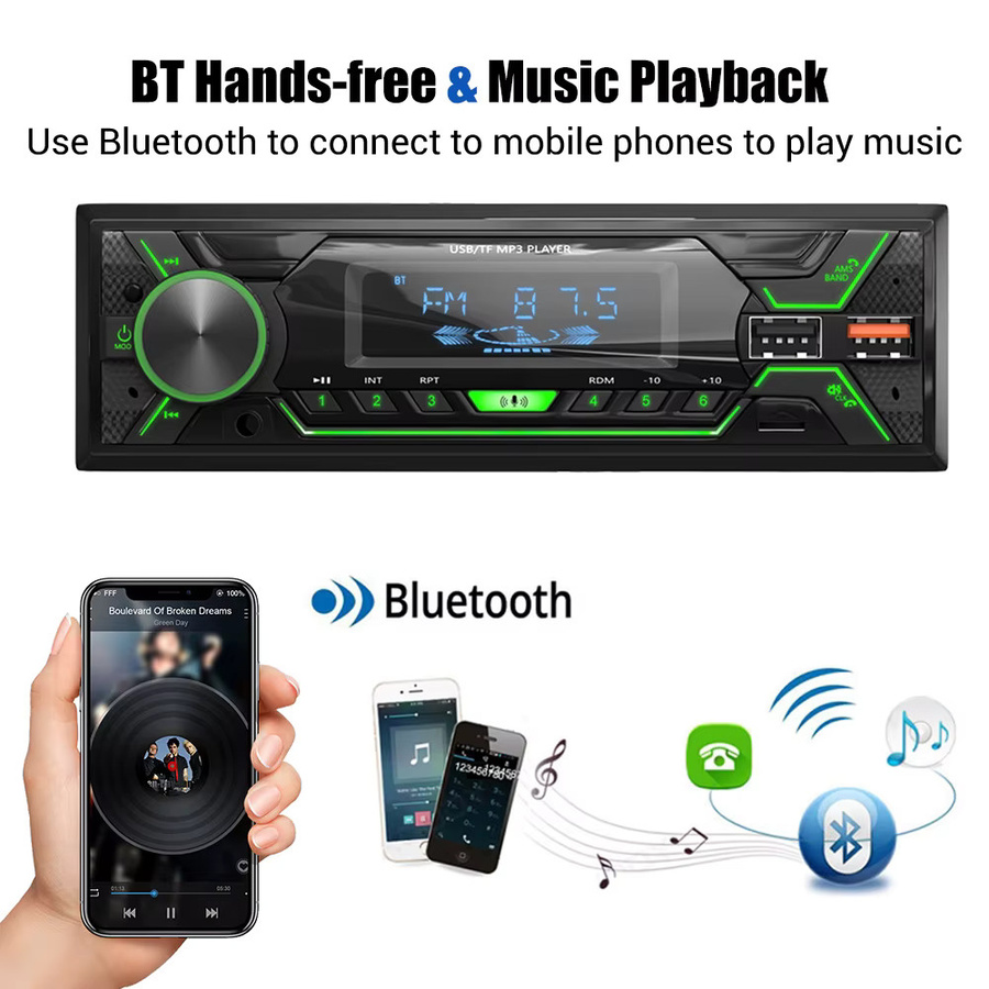 ESSGOO 1Din Autoradio Stereo mit Bluetooth, Freisprecheinrichtung und Fernbedienung in Schwarz - Bild 4