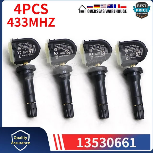 GANGLE TPMS Reifendruckkontrollsystem für Cadillac CT4 und CT5, 433 MHz, 4 Stück, Schwarz - Bild 1